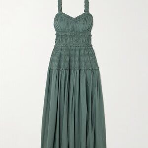 Doen 🧜‍♀️ Marianne shirred organic cotton-poplin midi dress 🪸 sz med